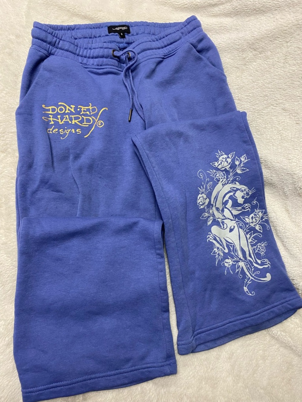 Ed Hardy Lavender Sweatpants with White Floral Print